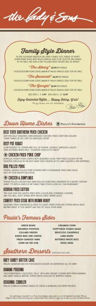 Lady & Sons Menu 3