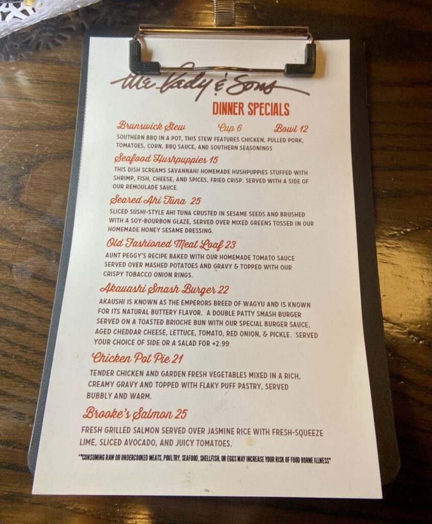 Lady & Sons Menu 7